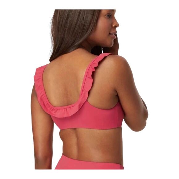 Andie NWT The Feminine Hydra Wide Straps Ruffle Accents Bikini Top Rosette Large - Picture 2 of 11